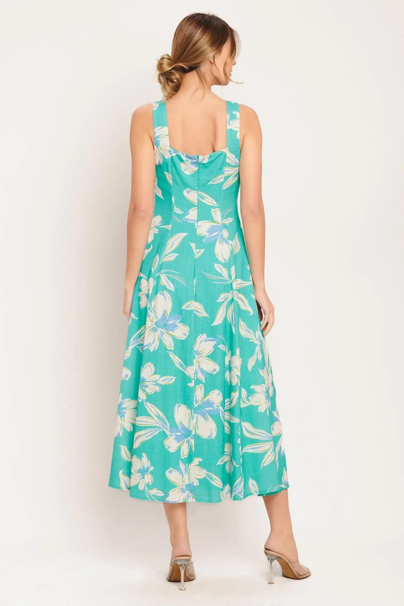 AQUA DAYDREAM WOVEN MIDI DRESS - Flying Tomato - Flyclothing LLC