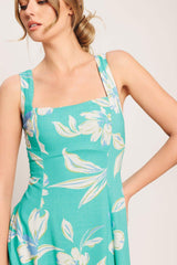 AQUA DAYDREAM WOVEN MIDI DRESS - Flying Tomato - Flyclothing LLC
