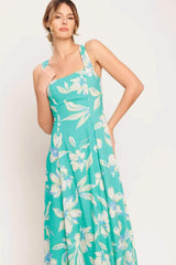 AQUA DAYDREAM WOVEN MIDI DRESS - Flying Tomato - Flyclothing LLC