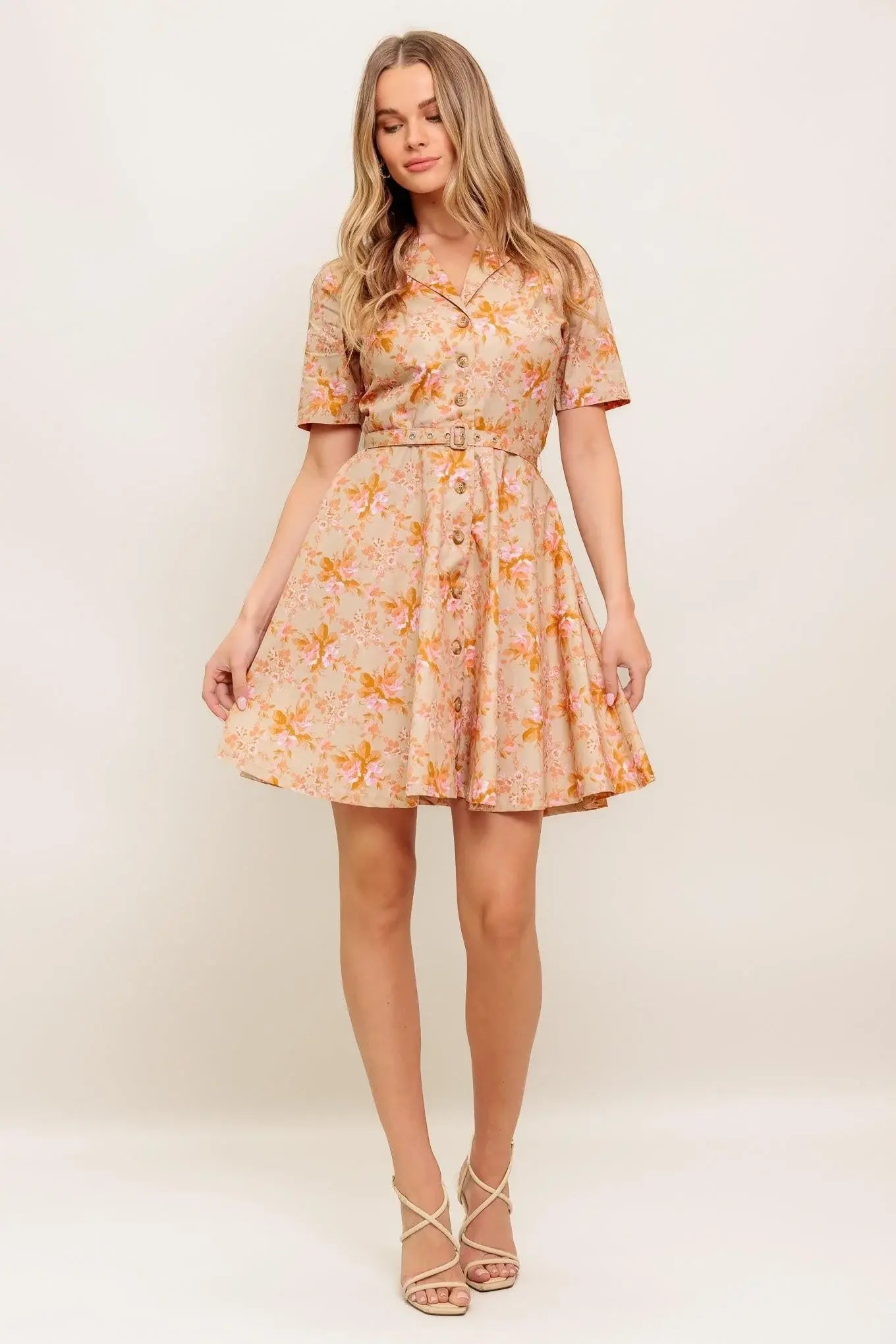PEACH BLOSSOM WOVEN MINI DRESS - Flying Tomato - Flyclothing LLC
