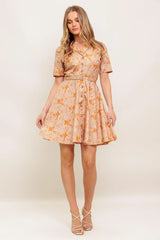 PEACH BLOSSOM WOVEN MINI DRESS - Flying Tomato - Flyclothing LLC