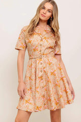 PEACH BLOSSOM WOVEN MINI DRESS - Flying Tomato - Flyclothing LLC