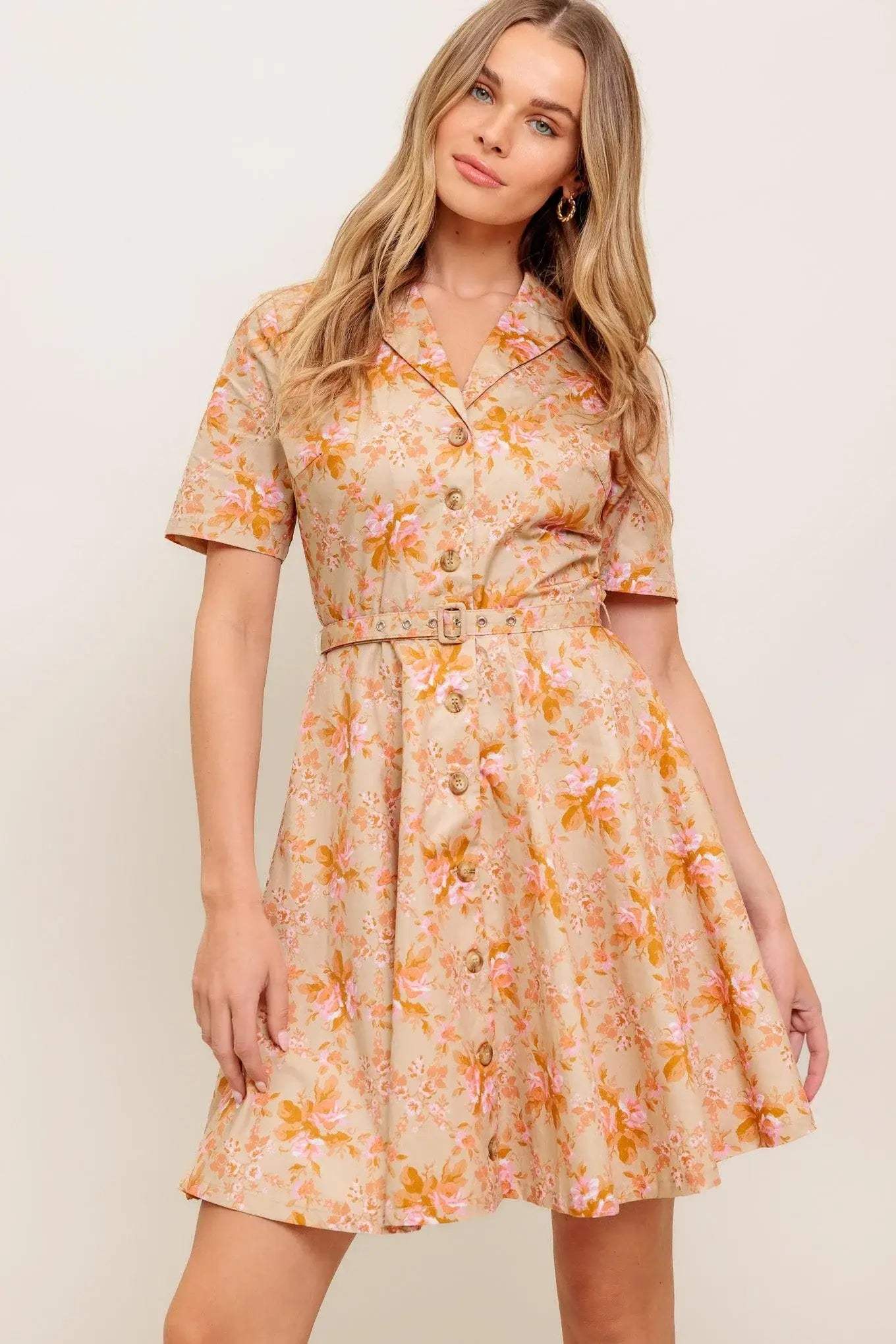PEACH BLOSSOM WOVEN MINI DRESS - Flying Tomato - Flyclothing LLC