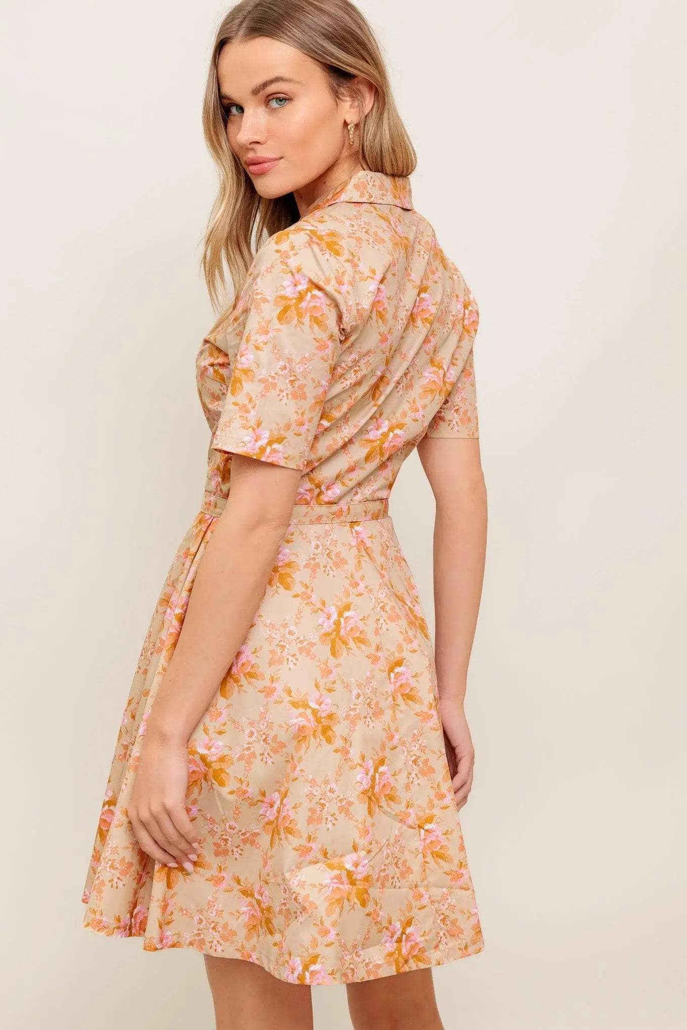 PEACH BLOSSOM WOVEN MINI DRESS - Flying Tomato - Flyclothing LLC