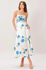GARDEN MUSE WOVEN MIDI DRESS - Flying Tomato - Flyclothing LLC