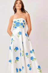 GARDEN MUSE WOVEN MIDI DRESS - Flying Tomato - Flyclothing LLC
