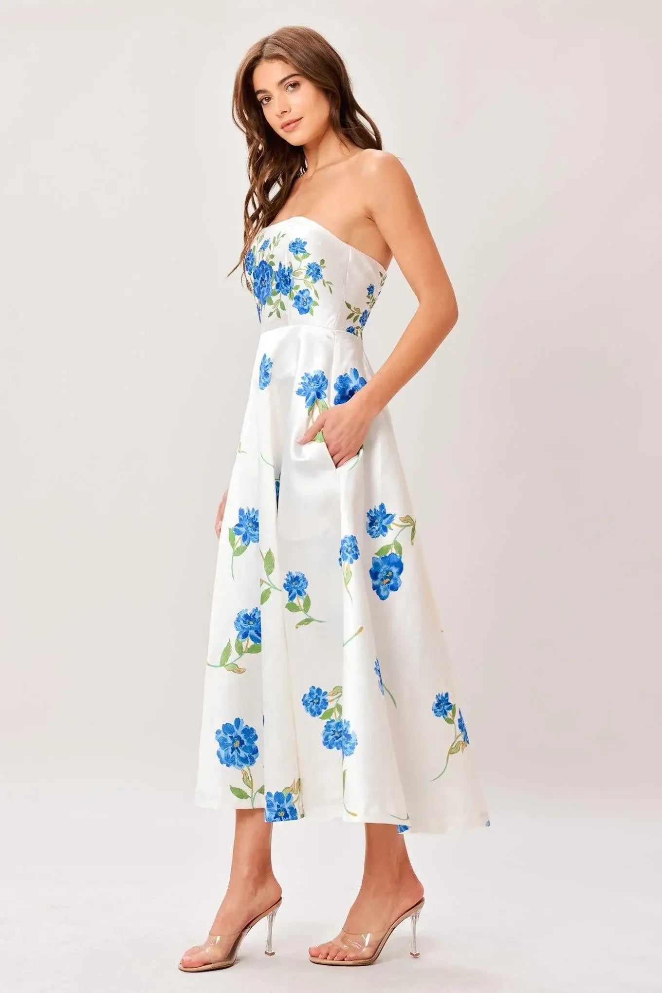 GARDEN MUSE WOVEN MIDI DRESS - Flying Tomato - Flyclothing LLC