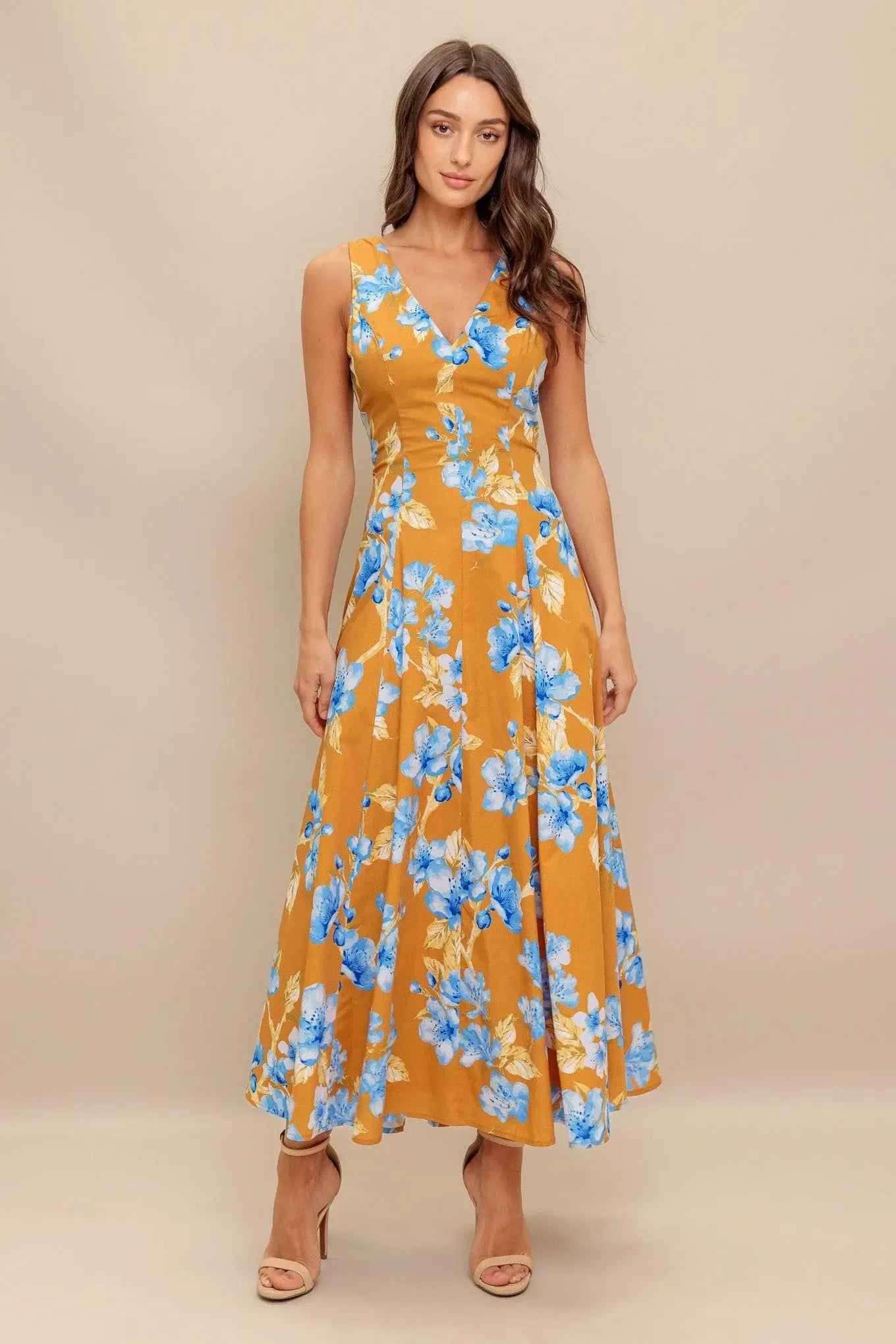 SKYBLOSSOM RUSH WOVEN MIDI DRESS - Flying Tomato - Flyclothing LLC