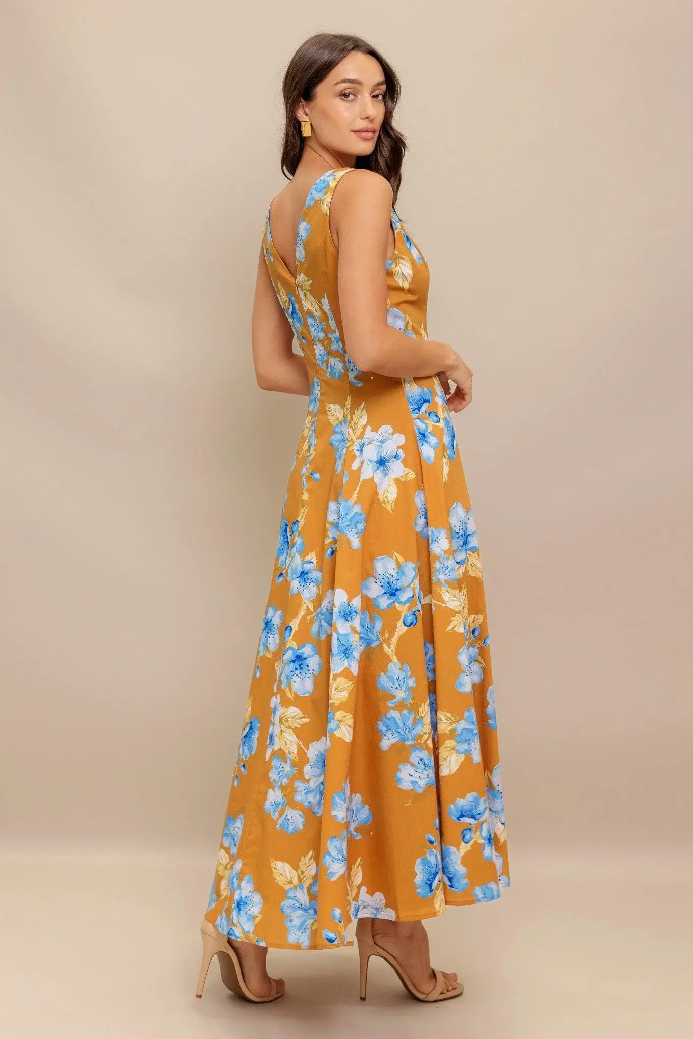 SKYBLOSSOM RUSH WOVEN MIDI DRESS - Flying Tomato - Flyclothing LLC