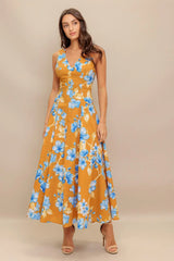 SKYBLOSSOM RUSH WOVEN MIDI DRESS - Flying Tomato - Flyclothing LLC