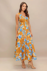 SKYBLOSSOM RUSH WOVEN MIDI DRESS - Flying Tomato - Flyclothing LLC