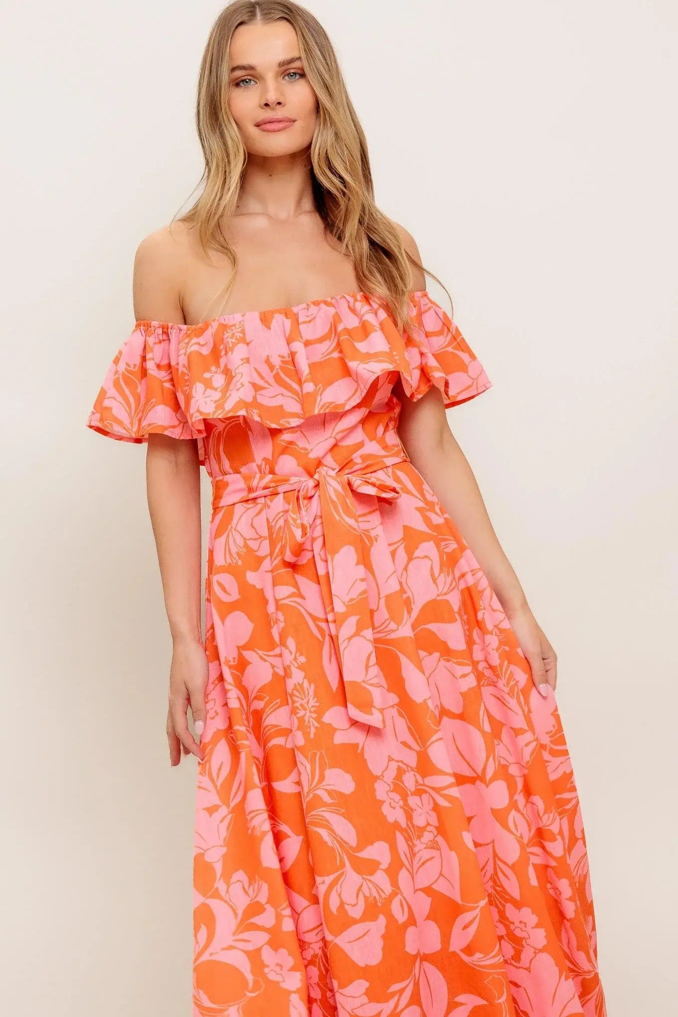 CITRUS GARDEN WOVEN MIDI DRESS - Flying Tomato - Flyclothing LLC