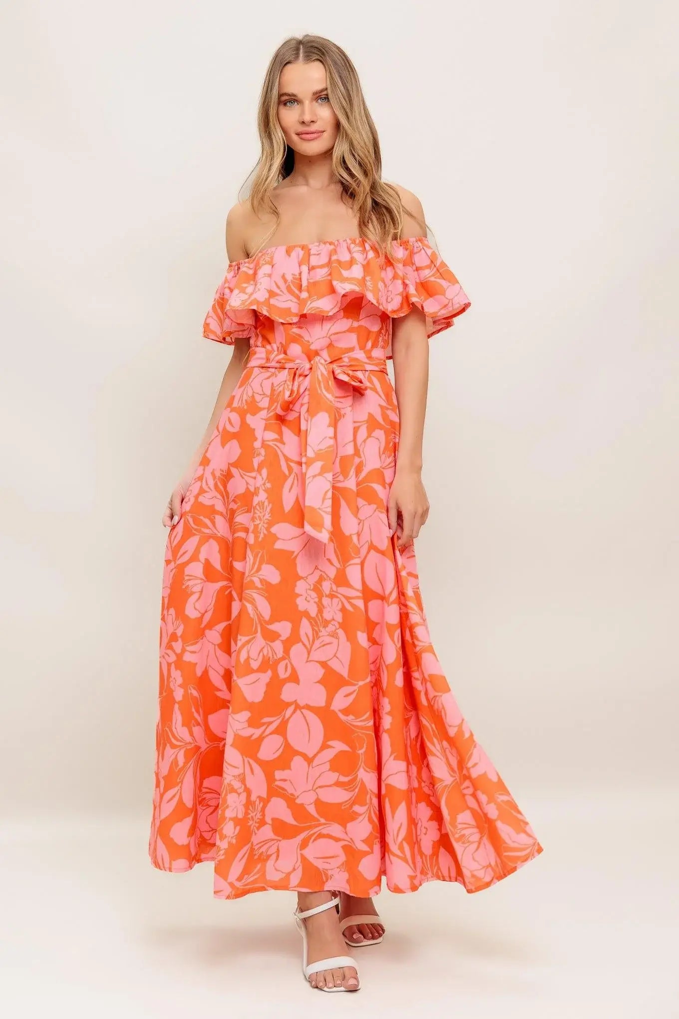 CITRUS GARDEN WOVEN MIDI DRESS - Flying Tomato - Flyclothing LLC