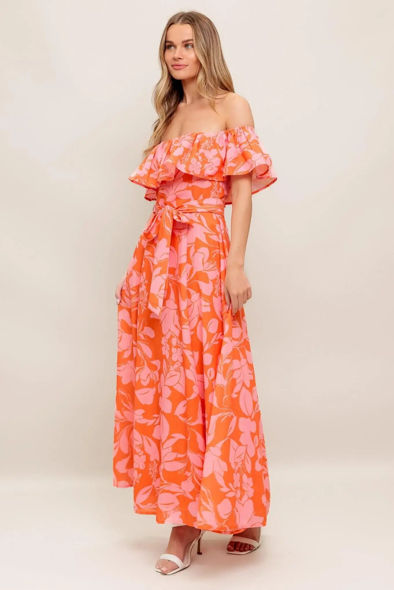 CITRUS GARDEN WOVEN MIDI DRESS - Flying Tomato - Flyclothing LLC