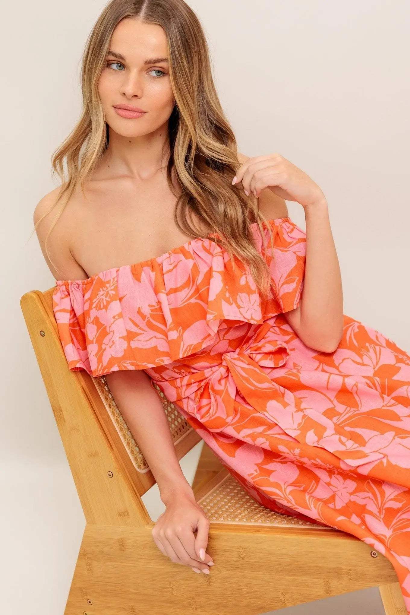 CITRUS GARDEN WOVEN MIDI DRESS - Flying Tomato - Flyclothing LLC