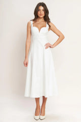 BALANCED PROPORTION WOVEN MIDI DRESS - Flying Tomato - Flyclothing LLC