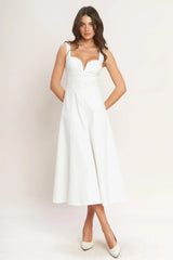 BALANCED PROPORTION WOVEN MIDI DRESS - Flying Tomato - Flyclothing LLC