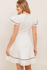 CREAM MILK TEA WOVEN MINI DRESS - Flying Tomato - Flyclothing LLC