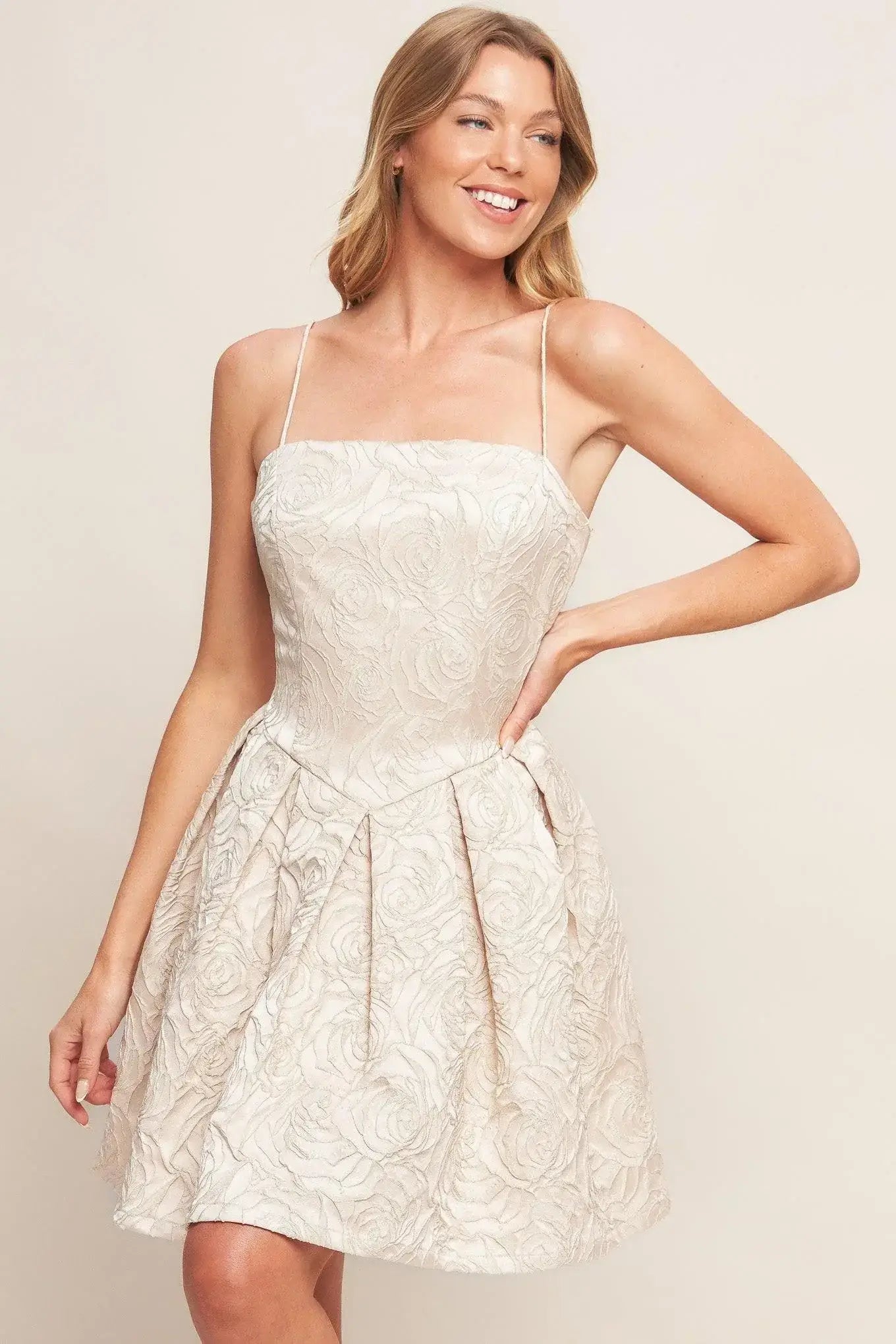 ROMANTIC GARDEN WOVEN MINI DRESS - Flying Tomato - Flyclothing LLC