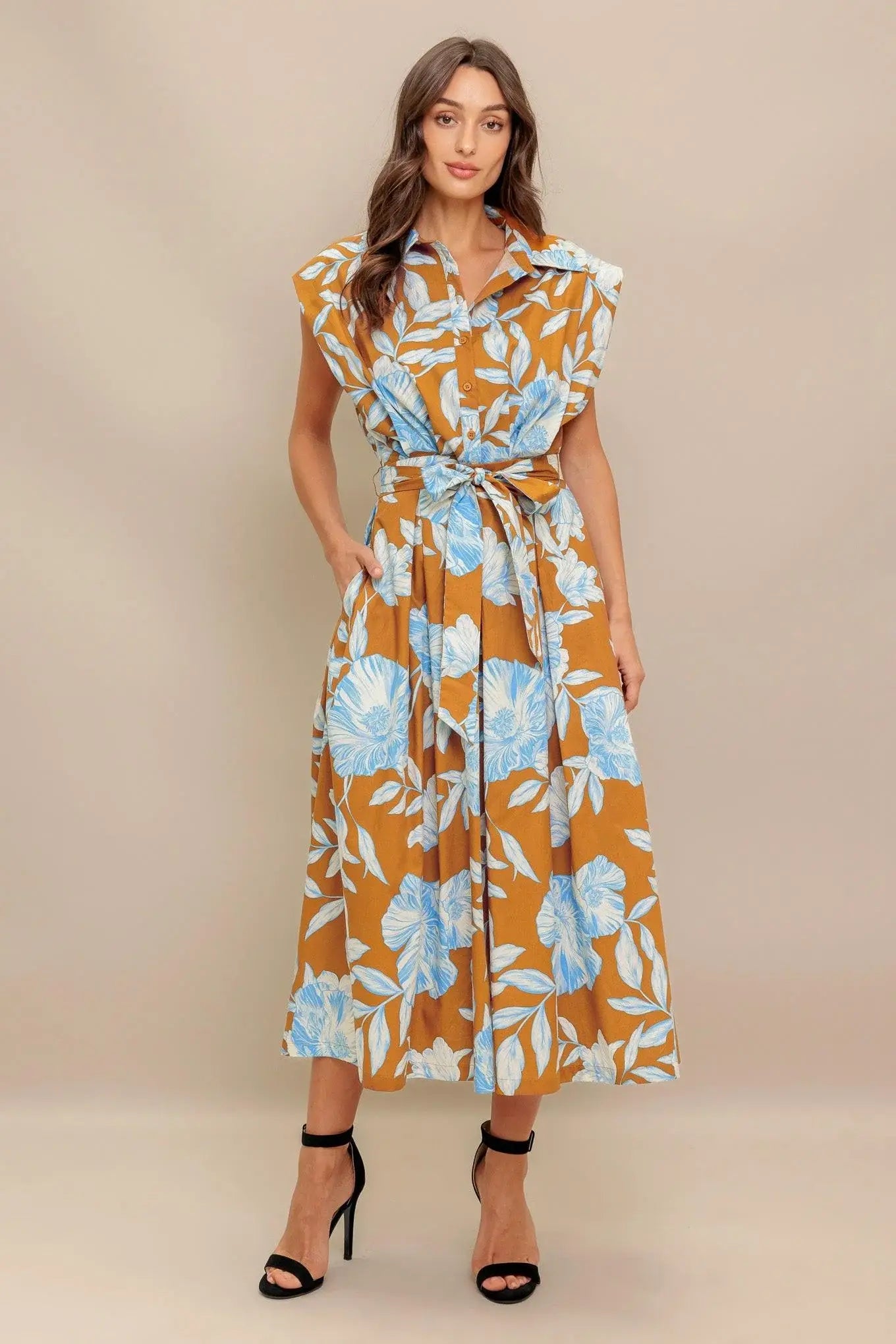 ISLAND FLARE WOVEN MIDI DRESS - Flying Tomato - Flyclothing LLC