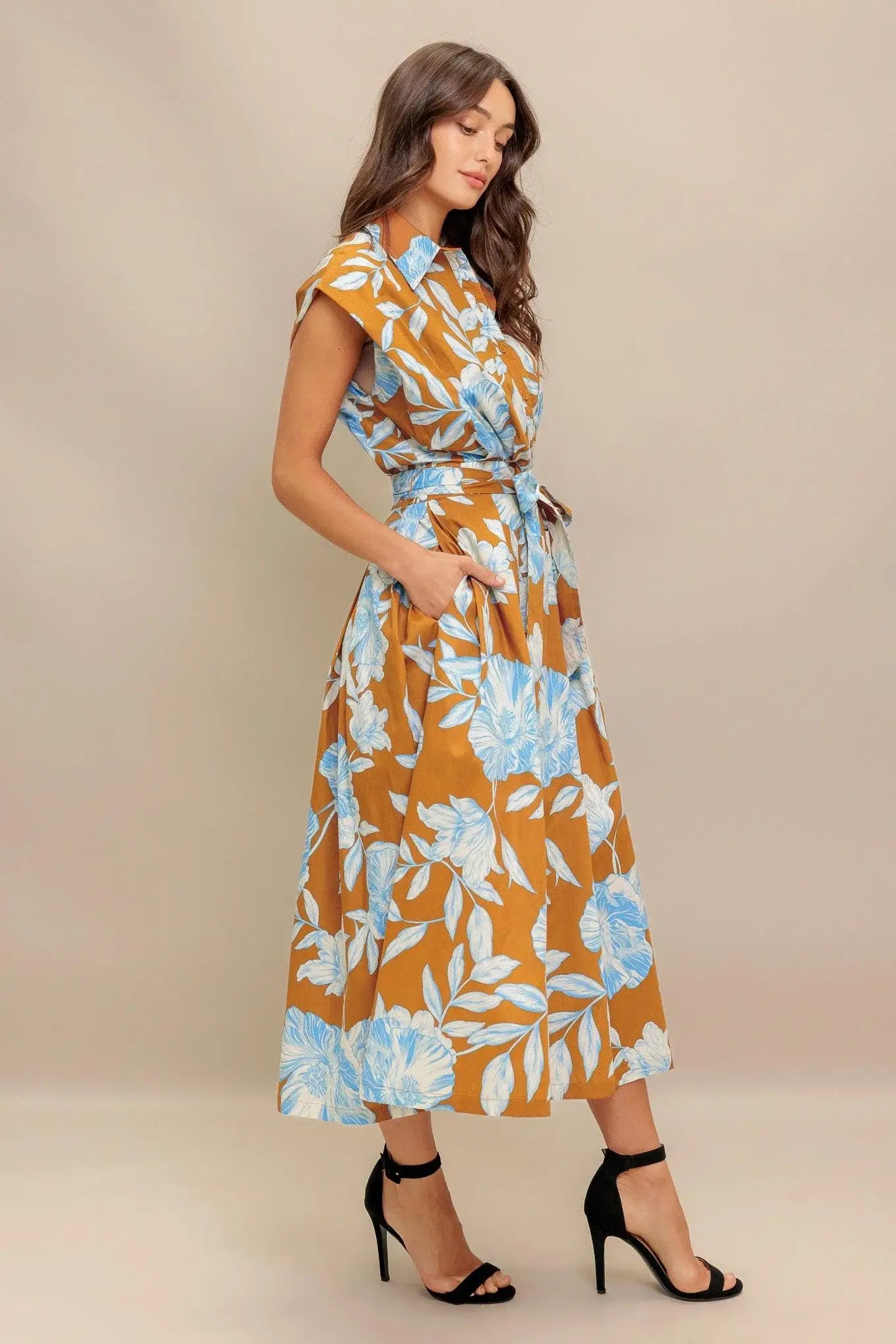 ISLAND FLARE WOVEN MIDI DRESS - Flying Tomato - Flyclothing LLC
