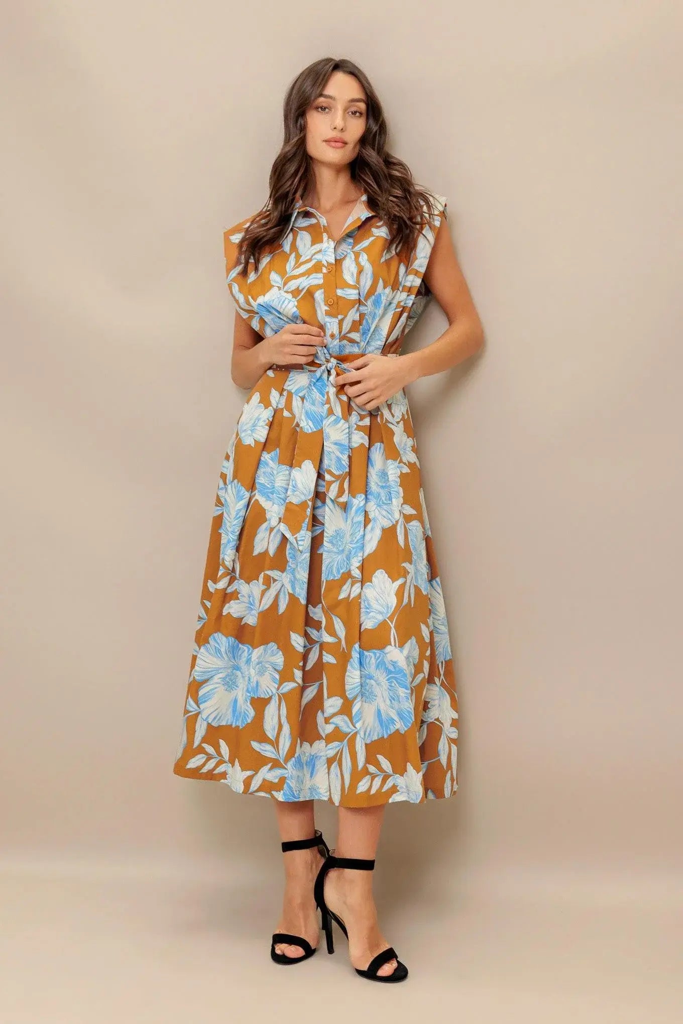 ISLAND FLARE WOVEN MIDI DRESS - Flying Tomato - Flyclothing LLC