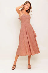 GINGHAM SUMMER WOVEN MIDI DRESS - Flying Tomato - Flyclothing LLC