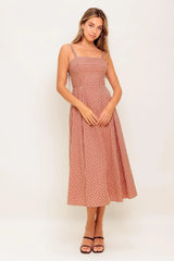 GINGHAM SUMMER WOVEN MIDI DRESS - Flying Tomato - Flyclothing LLC