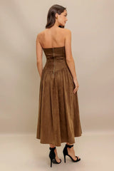 WILD ESPRESSO FAUX SUEDE MIDI DRESS - Flying Tomato - Flyclothing LLC