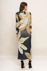 ABSTRACT BOTANICA POWER MESH MIDI DRESS - Flying Tomato - Flyclothing LLC