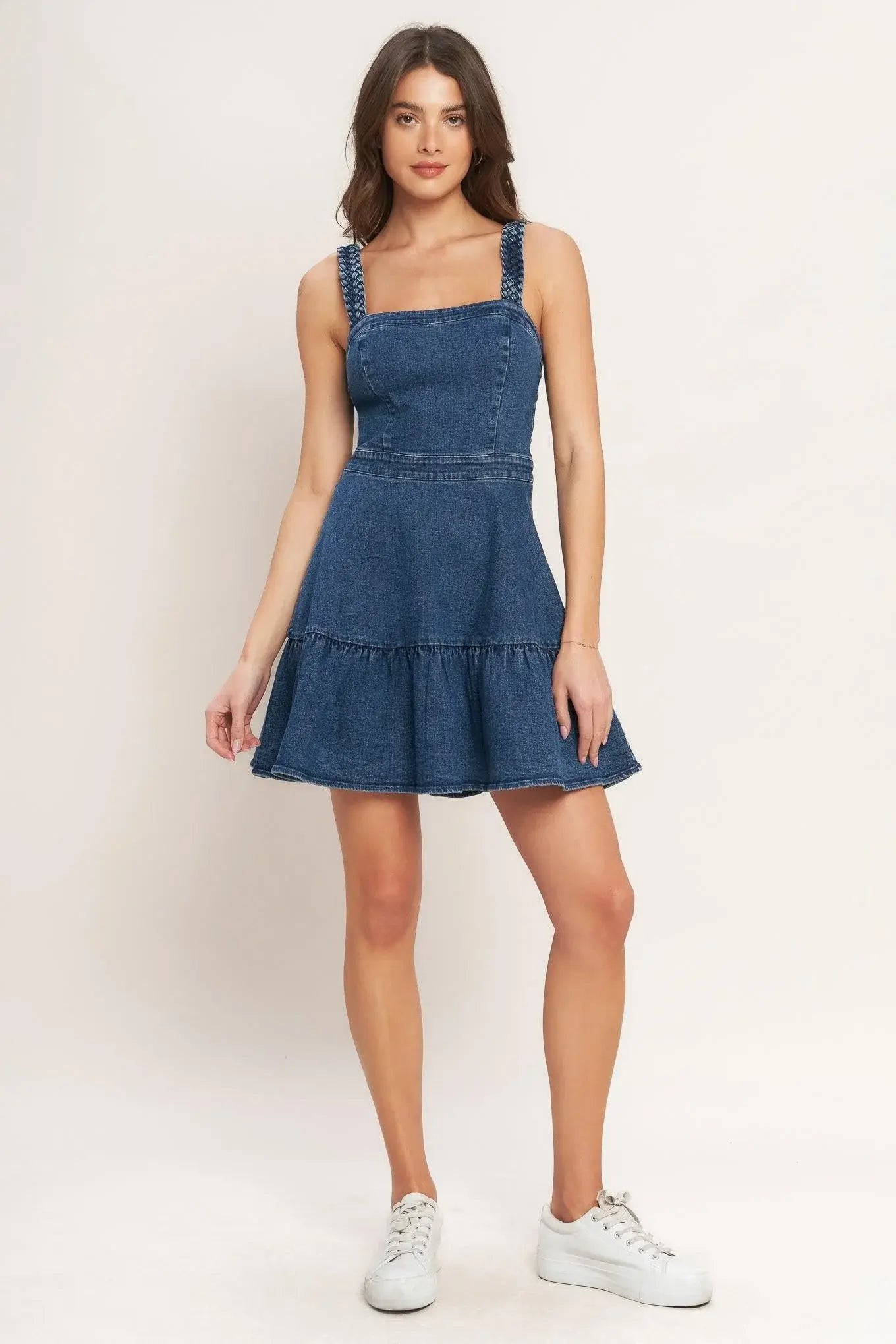 FUNCTIONAL SEAMING DENIM MINI DRESS - Flying Tomato - Flyclothing LLC