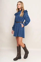 BLUEBIRD COWGIRL DENIM MINI DRESS - Flying Tomato - Flyclothing LLC