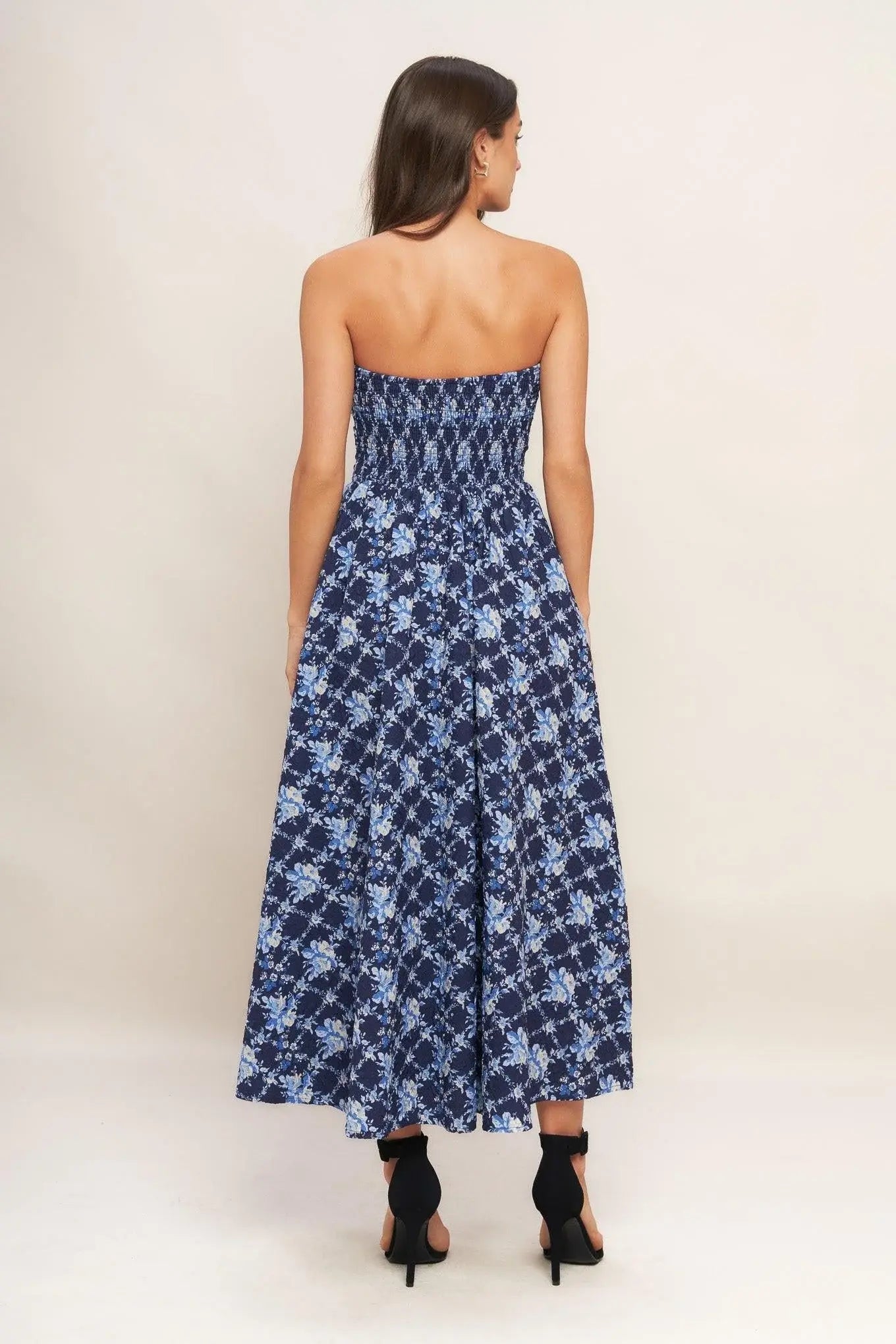 BLUE RENAISSANCE WOVEN MIDI DRESS - Flying Tomato - Flyclothing LLC