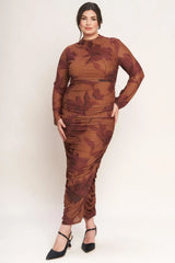 AMBER FLORA POWER MESH MIDI DRESS - Flying Tomato - Flyclothing LLC