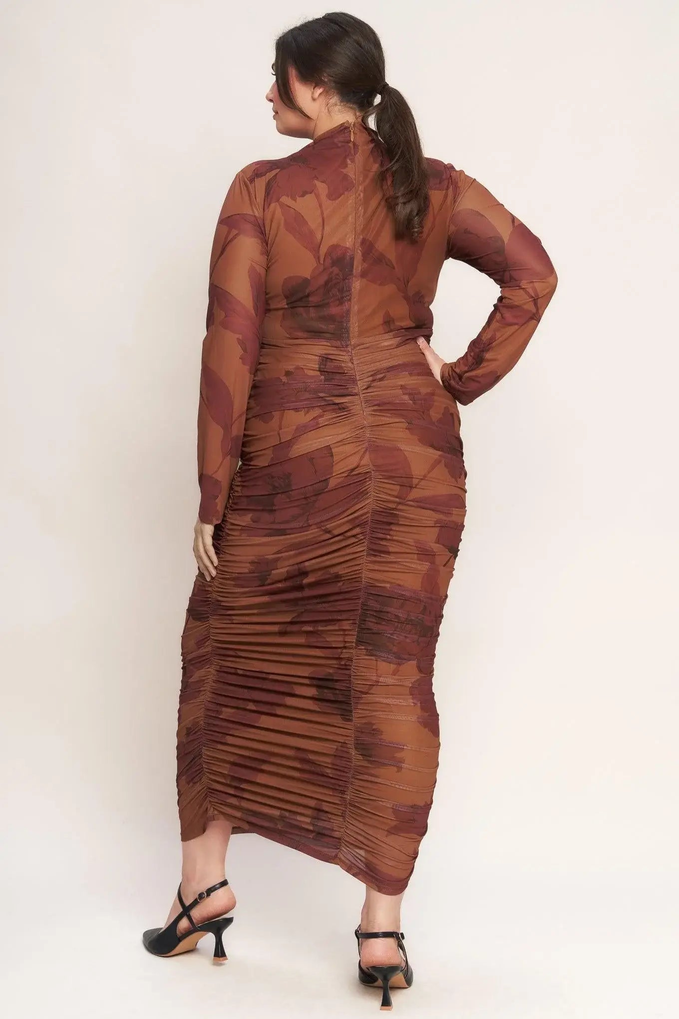 AMBER FLORA POWER MESH MIDI DRESS - Flying Tomato - Flyclothing LLC