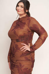AMBER FLORA POWER MESH MIDI DRESS - Flying Tomato - Flyclothing LLC