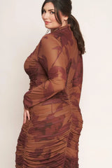 AMBER FLORA POWER MESH MIDI DRESS - Flying Tomato - Flyclothing LLC