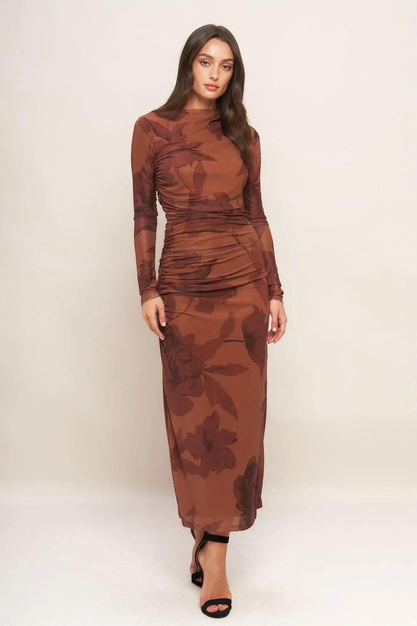 AMBER FLORA POWER MESH MIDI DRESS - Flying Tomato - Flyclothing LLC
