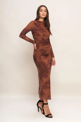 AMBER FLORA POWER MESH MIDI DRESS - Flying Tomato - Flyclothing LLC