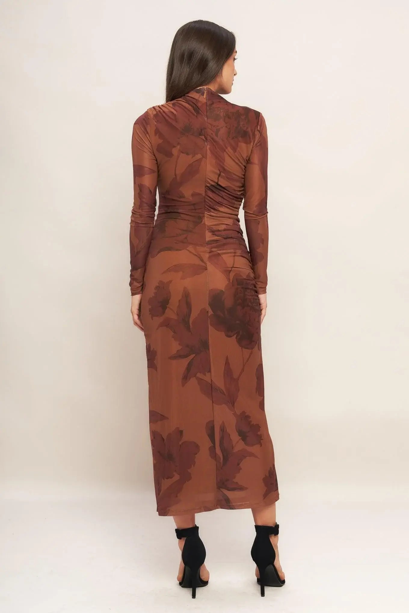 AMBER FLORA POWER MESH MIDI DRESS - Flying Tomato - Flyclothing LLC