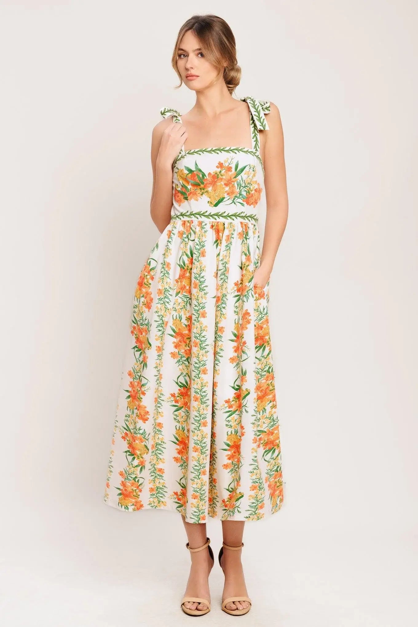 MARIGOLD BREEZE WOVEN MIDI DRESS - Flying Tomato - Flyclothing LLC