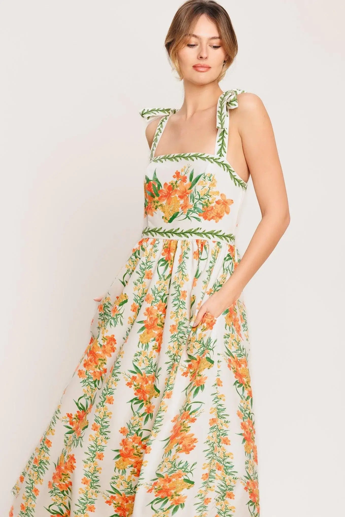 MARIGOLD BREEZE WOVEN MIDI DRESS - Flying Tomato - Flyclothing LLC