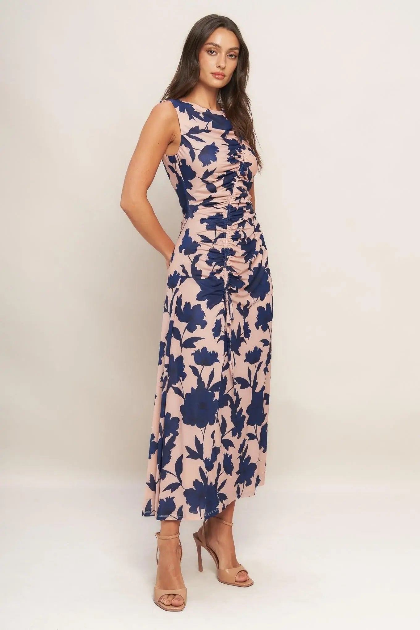TWILIGHT FLORAL POWER MESH MIDI DRESS - Flying Tomato - Flyclothing LLC