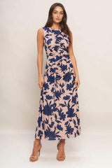 TWILIGHT FLORAL POWER MESH MIDI DRESS - Flying Tomato - Flyclothing LLC