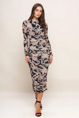 MUTED ROMANCE POWER MESH MIDI DRESS - Flying Tomato - Flyclothing LLC