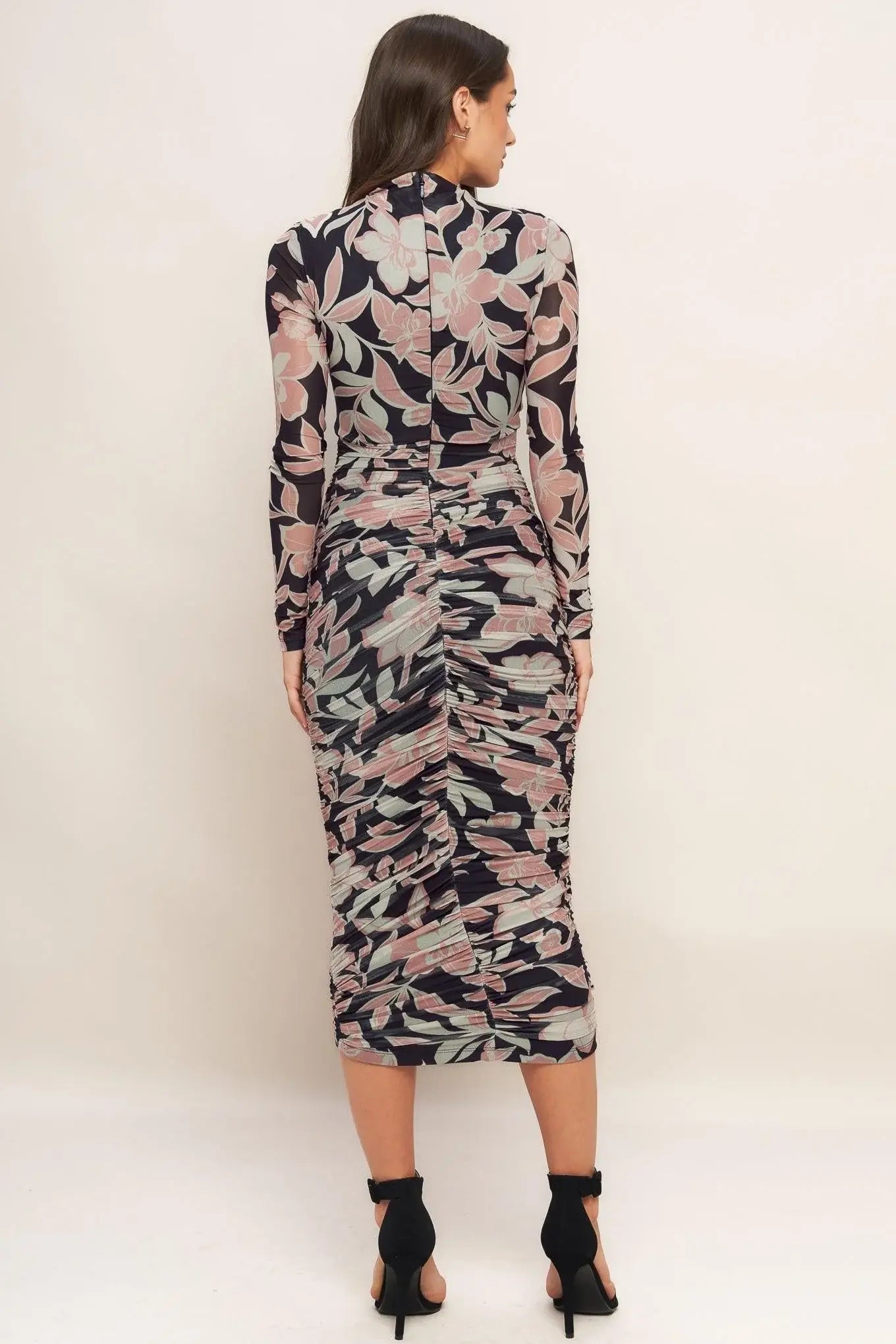 MUTED ROMANCE POWER MESH MIDI DRESS - Flying Tomato - Flyclothing LLC
