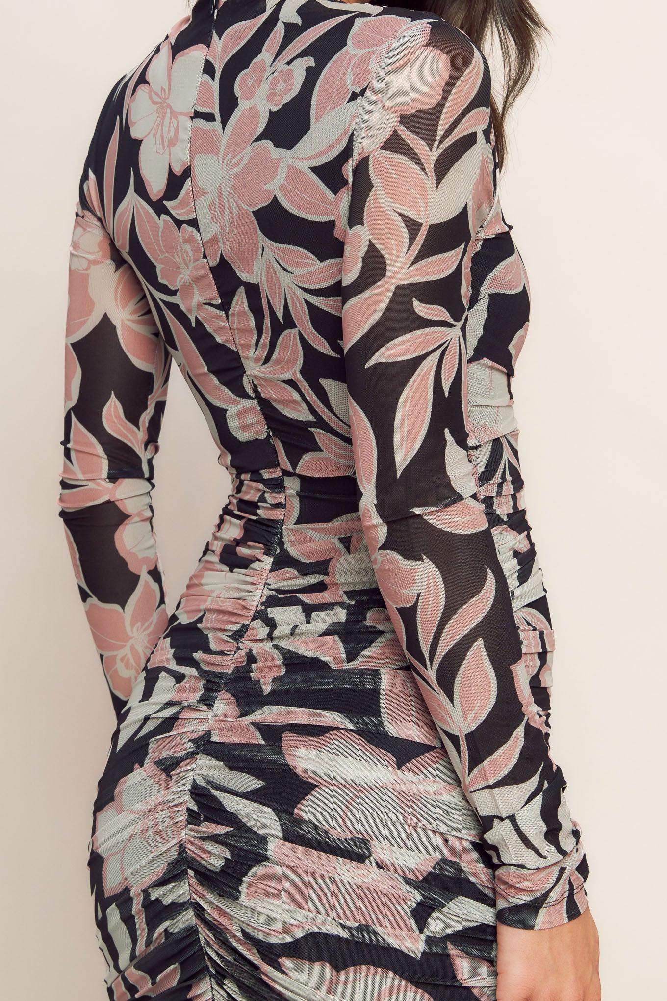 MUTED ROMANCE POWER MESH MIDI DRESS - Flying Tomato - Flyclothing LLC