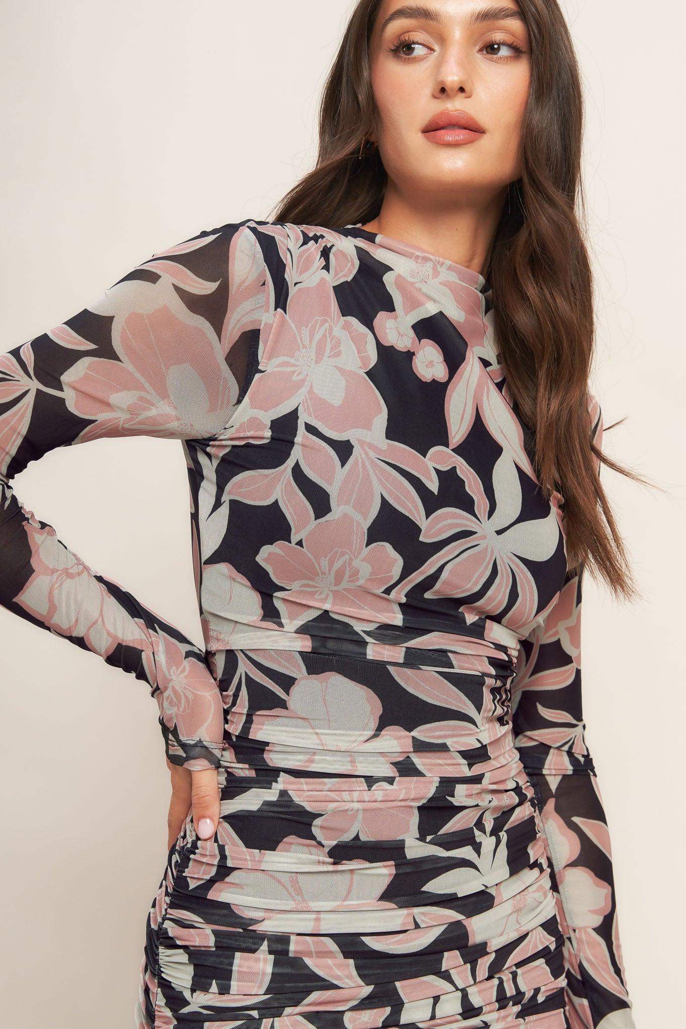 MUTED ROMANCE POWER MESH MIDI DRESS - Flying Tomato - Flyclothing LLC