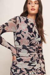 MUTED ROMANCE POWER MESH MIDI DRESS - Flying Tomato - Flyclothing LLC