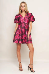 BLOOM RHAPSODY WOVEN MINI DRESS - Flying Tomato - Flyclothing LLC